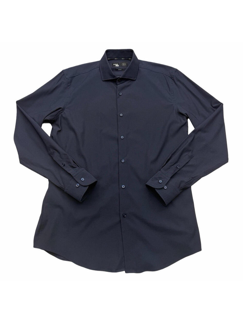 Hugo Boss P-Hank Spread Collar Slim Dress Shirt Dark Blue Size 41 | 16 | L